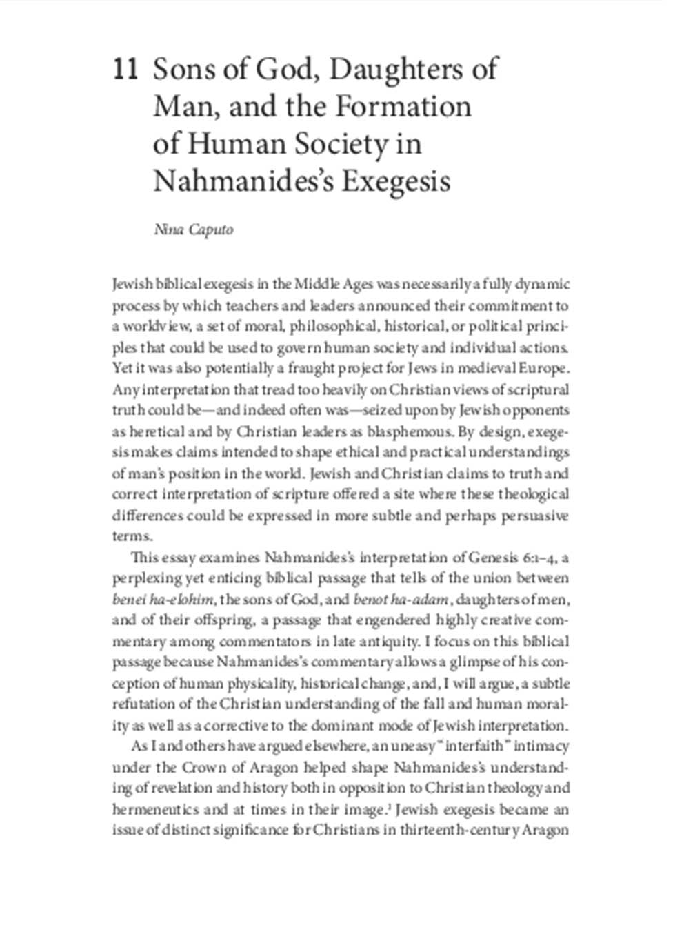 Nahmanides's Interpretation of Genesis 6:1–4